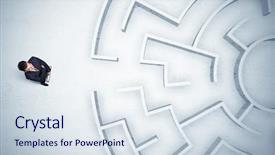  Presentation with maze - Presentation design enhanced with business man looking at circular background and a sky blue colored foreground