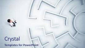  Presentation with maze - Beautiful theme featuring business man looking at circular backdrop and a sky blue colored foreground