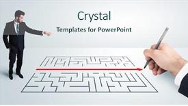  Presentation with paper hand drawn politics - PPT theme with business man looking at hand background and a sky blue colored foreground