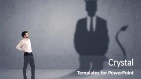  Presentation with demon - Presentation design consisting of business man looking at his background and a gray colored foreground