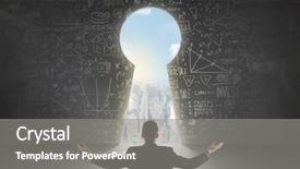  Presentation with keyhole - Cool new PPT layouts with business man looking at keyhole backdrop and a gray colored foreground