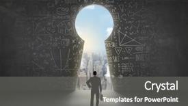  Presentation with keyhole - Beautiful slide deck featuring business man looking at keyhole backdrop and a gray colored foreground