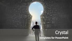  Presentation with keyhole - Presentation design having business man looking at keyhole background and a gray colored foreground