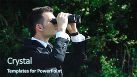  Presentation with binocular - Beautiful slides featuring business man looking with binocular backdrop and a wine colored foreground