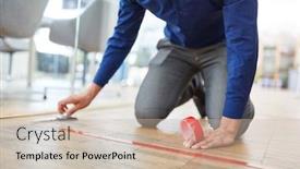  Presentation with infection - Beautiful presentation featuring business-man-marks-floor backdrop and a soft green colored foreground