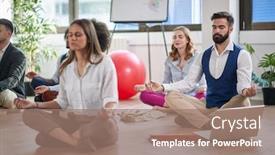  Presentation with coworkers - Audience pleasing theme consisting of business-man-meditating-at-work backdrop and a coral colored foreground