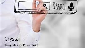  Presentation with search - Audience pleasing slides consisting of business man mid section drawing backdrop and a light gray colored foreground