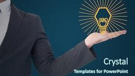  Presentation with blue and yellow music - Theme enhanced with business man mid section background and a ocean colored foreground