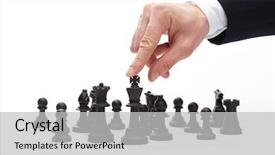  Presentation with moving business - Theme consisting of business man moving chess figure background and a light gray colored foreground