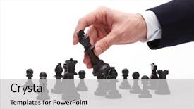  Presentation with moving business - Amazing PPT theme having teamleader - business man moving chess figure backdrop and a light gray colored foreground