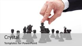  Presentation with moving business - Slide set with business man moving chess figure background and a light gray colored foreground