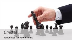  Presentation with moving business - Cool new presentation theme with teamleader - business man moving chess figure backdrop and a light gray colored foreground