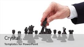  Presentation with moving business - Cool new PPT layouts with teamleader - business man moving chess figure backdrop and a light gray colored foreground