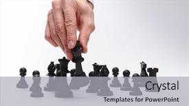  Presentation with moving business - Colorful slide deck enhanced with business man moving chess figure backdrop and a light gray colored foreground