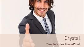  Presentation with give - Colorful slide deck enhanced with business man offer and give hand for handshake backdrop and a lemonade colored foreground