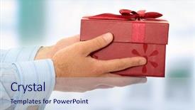  Presentation with gift - Theme having business man offering a gift background and a lemonade colored foreground