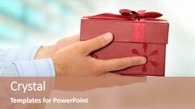  Presentation with gift - Audience pleasing theme consisting of business man offering a gift backdrop and a coral colored foreground