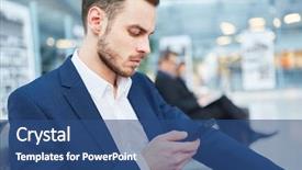  Presentation with text message - Beautiful slide set featuring business man on business trip backdrop and a ocean colored foreground