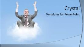  Presentation with success business - Slides featuring business man on cloud background and a light blue colored foreground