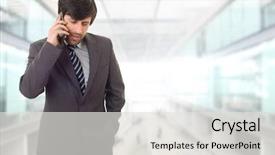  Presentation with phone - Slide deck with business man on the phone background and a light gray colored foreground