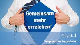  Presentation with achieve - Slides with business-man-opens-shirt background and a teal colored foreground