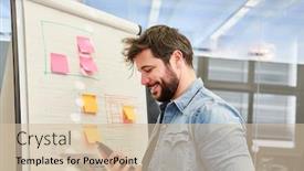  Presentation with organization - Cool new PPT layouts with business-man-or-graphic-designer backdrop and a soft green colored foreground