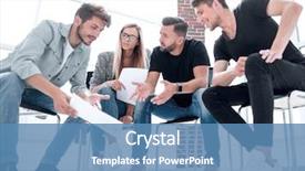  Presentation with leader - Beautiful PPT theme featuring business man passing over documents backdrop and a teal colored foreground