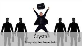  Presentation with business people silhouette - Beautiful presentation theme featuring business man people standing in a row triumphant in silhouette shadow withe background backdrop and a light gray colored foreground