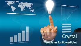  Presentation with bulb - Beautiful theme featuring business man point light bulb backdrop and a ocean colored foreground
