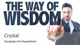  Presentation with wisdom - Presentation design featuring business man pointing the text background and a white colored foreground