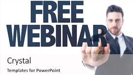  Presentation with free - Slide set featuring business man pointing the text background and a white colored foreground