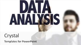  Presentation with data analysis - PPT theme with business man pointing the text data analysis background and a white colored foreground