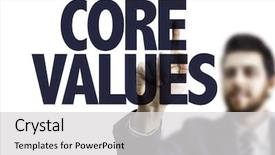  Presentation with ethics values - Audience pleasing theme consisting of business man pointing the text backdrop and a light gray colored foreground
