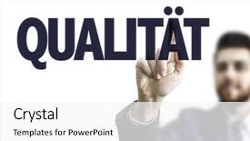  Presentation with environment health safety quality text - PPT theme enhanced with business man pointing the text background and a white colored foreground