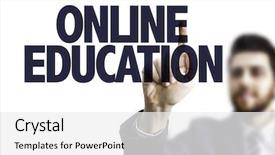  Presentation with education - Beautiful PPT theme featuring business man pointing the text backdrop and a  colored foreground