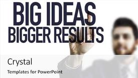  Presentation with ideas - Cool new slide deck with business man pointing the text backdrop and a white colored foreground