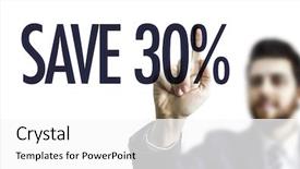  Presentation with save - PPT theme with business man pointing the text save 30 background and a white colored foreground