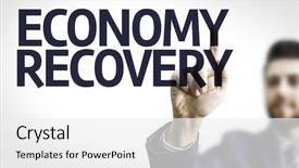  Presentation with economy - PPT layouts with man pointing to transparent board background and a white colored foreground