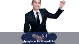  Presentation with corner - PPT theme enhanced with business man pointing up corner background and a navy blue colored foreground