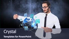  Presentation with digital - Beautiful theme featuring business man presenting icon backdrop and a tawny brown colored foreground