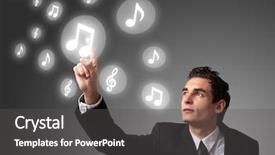  Presentation with digital - Beautiful presentation theme featuring business man pressing a digital backdrop and a dark gray colored foreground