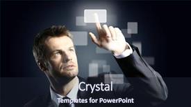  Presentation with virtual - Amazing presentation theme having business man pressing a virtual backdrop and a wine colored foreground