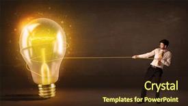  Presentation with glowing light bulb light bulb - Audience pleasing PPT layouts consisting of business man pulling a big backdrop and a wine colored foreground