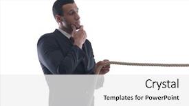  Presentation with bond - Presentation design with business man pulling and bond tied with rope concept isolated on white background in studio background and a white colored foreground