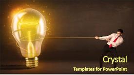  Presentation with glowing light bulb light bulb - Audience pleasing PPT theme consisting of 3d brain ligthbulb - business man pulling a big backdrop and a wine colored foreground