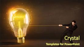  Presentation with glowing light bulb light bulb - Amazing PPT layouts having 3d brain ligthbulb - business man pulling a big backdrop and a wine colored foreground