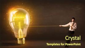  Presentation with glowing light bulb light bulb - Beautiful slide set featuring 3d brain ligthbulb - business man pulling a big backdrop and a wine colored foreground