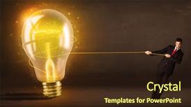  Presentation with glowing light bulb light bulb - PPT layouts with 3d brain ligthbulb - business man pulling a big background and a wine colored foreground