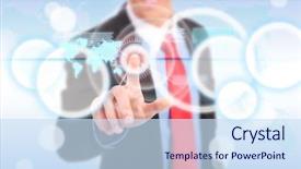  Presentation with choice - Colorful slide set enhanced with business man pushing and making backdrop and a sky blue colored foreground