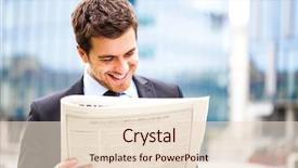  Presentation with newspaper - PPT layouts having business man reading a newspaper background and a lemonade colored foreground